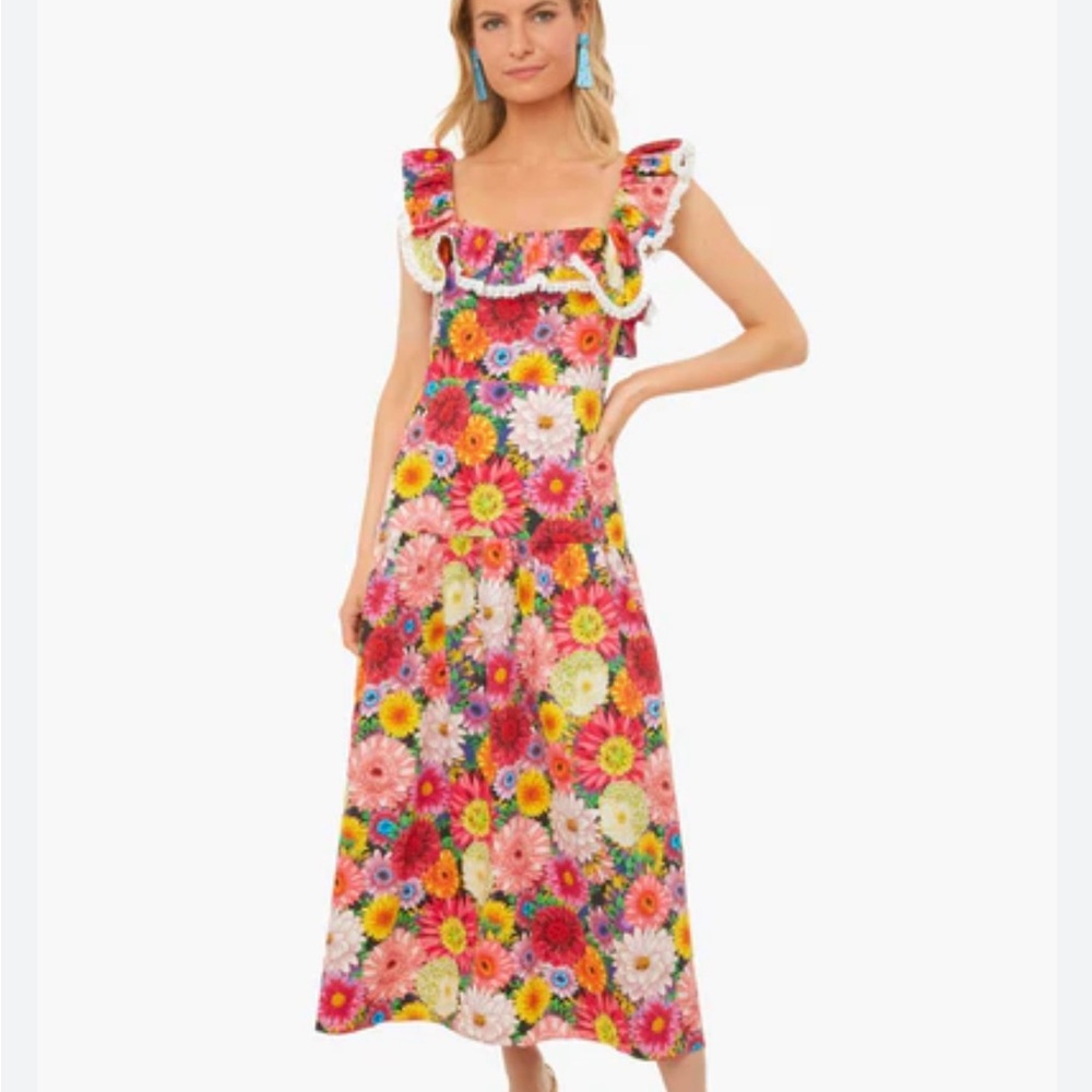 Borgo De Nor Midi Floral Ruffle Dress